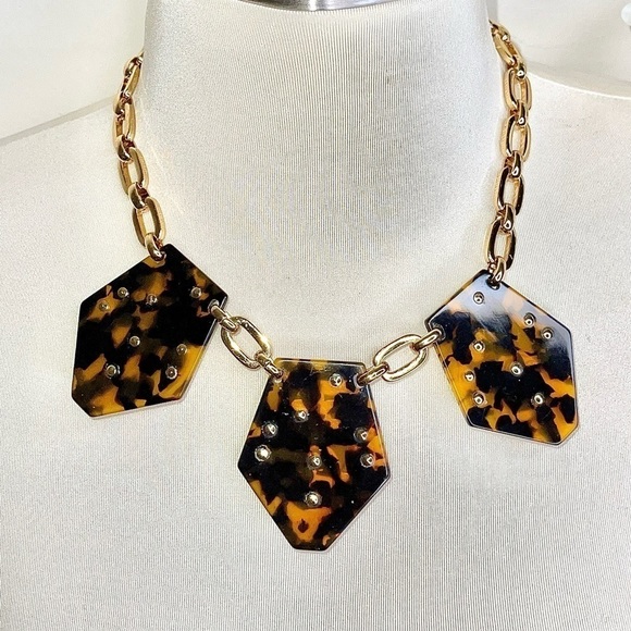 J.Crew Tibetan Tortoiseshell Statement Necklace + NWT Earrings - Picture 8 of 13